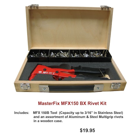 Irwin HandBlnd RivetToo Kit In WoodenBox w/An Assortment Of Alum.& StlBlnd MFX150BX